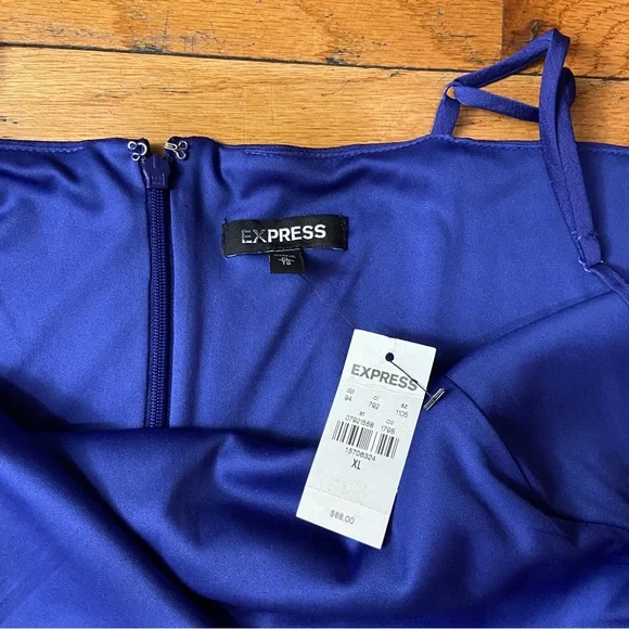 Express Satin Faux Wrap Maxi/Midi Dress - Picture 7 of 15